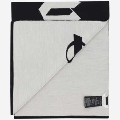 Shop Palm Angels Logo Intarsia-knit Scarf In Black/white