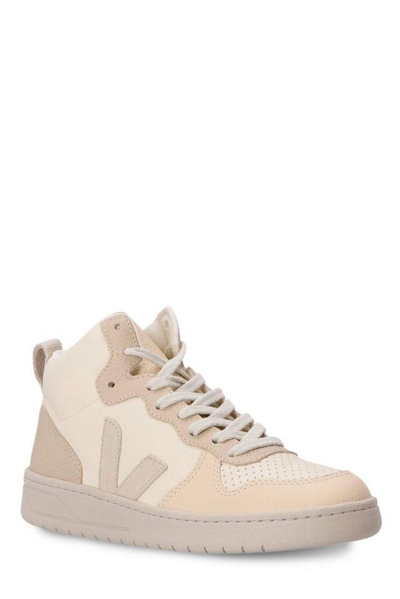 Shop Veja V-15 Hightop Sneakers In White