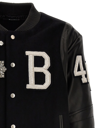 Shop Balmain Baseball Bomber Jacket In Black