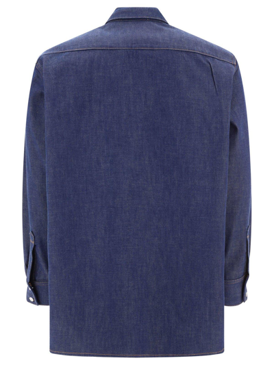 Shop Acne Studios Denim Collared Button-up Shirt In Indigo Blue