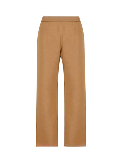Shop 's Max Mara Logo Embroidered Cropped Trousers In Cammello