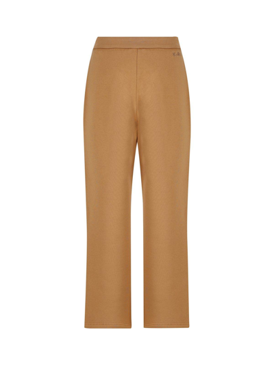 Shop 's Max Mara Logo Embroidered Cropped Trousers In Cammello