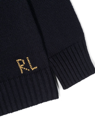 Shop Ralph Lauren Ls Bear Sweater Pullover In Navy