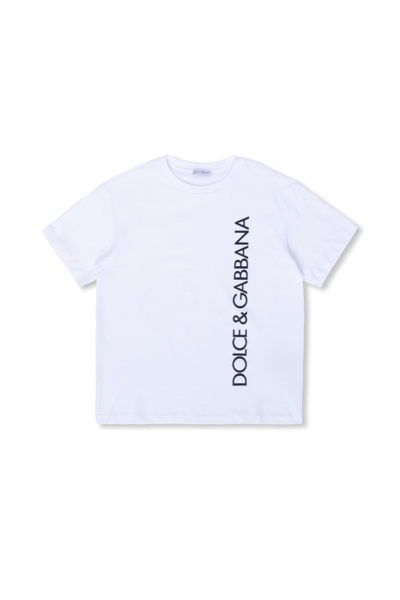 Shop Dolce & Gabbana Kids Logo T-shirt In Bianco Ottico