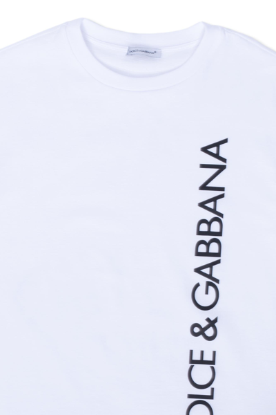 Shop Dolce & Gabbana Kids Logo T-shirt In Bianco Ottico