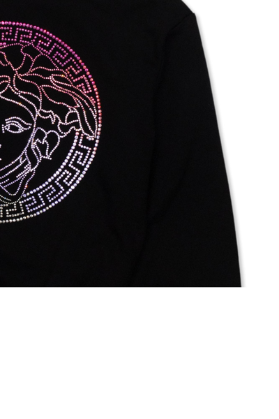 Shop Young Versace Cotton Sweatshirt In Nero Multicolor