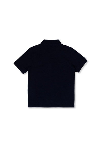 Shop Young Versace Short-sleeved Polo Shirt In Navy Oro