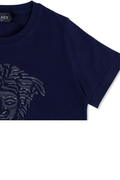 Shop Young Versace Medusa Head T-shirt In Navy