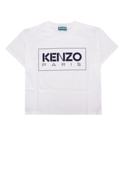 Shop Kenzo Logo Printed Crewneck T-shirt In P Avorio