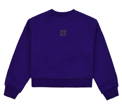 Shop Givenchy Logo Embroidered Crewneck Sweatshirt In C Violetto