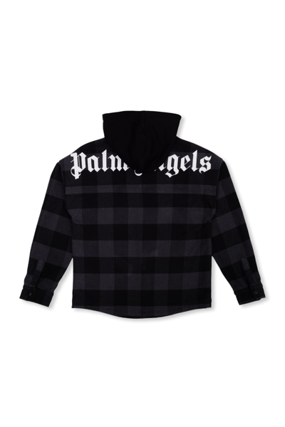 Shop Palm Angels Hooded Shirt In Black
