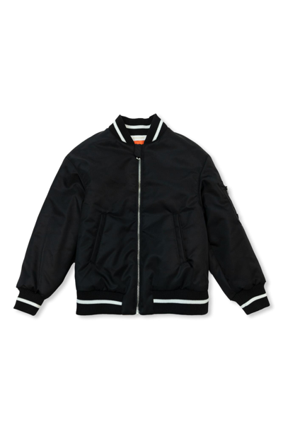 Shop Palm Angels Bomber Jacket With Logo In Nero