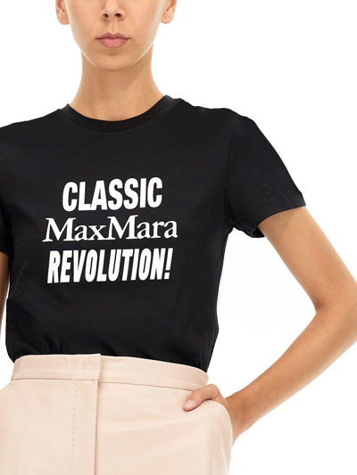 Shop Max Mara Logo Printed Crewneck T-shirt In Nero