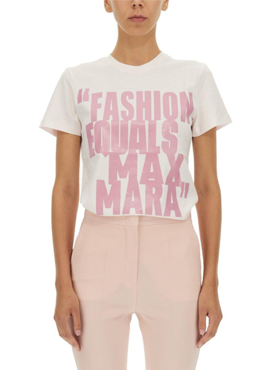 Shop Max Mara Logo Printed Crewneck T-shirt In Rosa