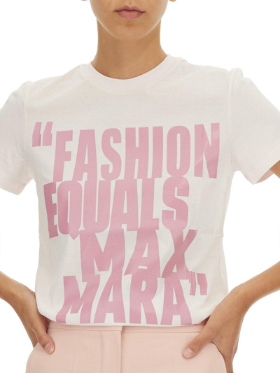 Shop Max Mara Logo Printed Crewneck T-shirt In Rosa