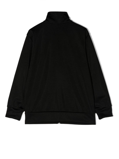 Shop Golden Goose Logo-printed Strped Detail Zipped Sweatshirt In Black/white