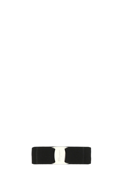 Shop Ferragamo Black Fabric Hair Clip