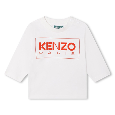 Shop Kenzo Logo Printed Crewneck T-shirt In Bianco