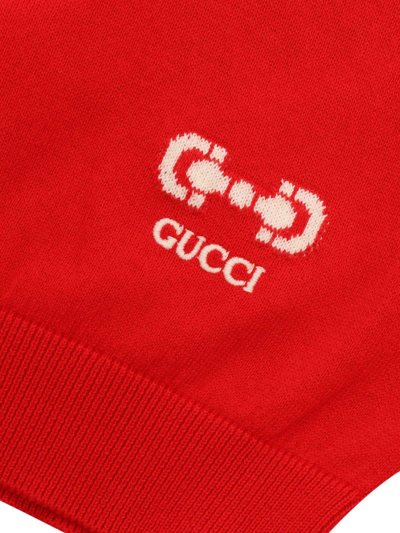 Shop Gucci Logo Intarsia Crewneck Jumper In Rosso