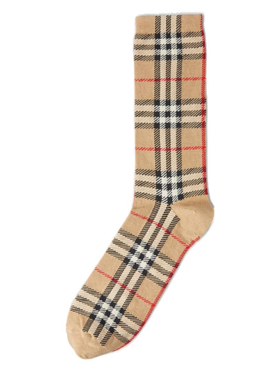 Shop Burberry Vintage Check-pattern Stretched Socks