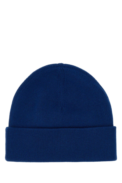 Shop Fred Perry Electric Blue Wool Blend Beanie Hat