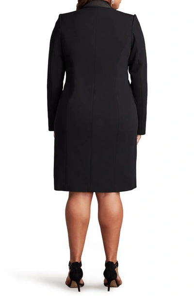Tadashi Shoji Plus Size Double-breasted Crepe Midi Coat Dress In Black