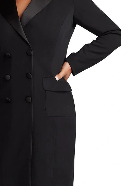 Tadashi Shoji Plus Size Double-breasted Crepe Midi Coat Dress In Black