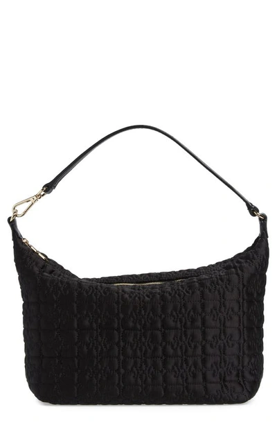 Shop Ganni Medium Butterfly Recycled Polyester Convertible Shoulder Bag In Black