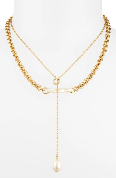 Shop Madewell Set Of Two Freshwater Pearl Necklaces In Pale Gold