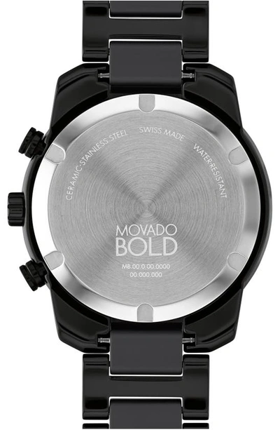 Shop Movado Bold Verso Chronograph Ceramic Bracelet Watch, 44mm In Black