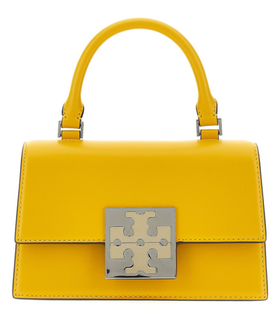 Shop Tory Burch Bon Bon Foldover Mini Top Handle Bag In Yellow