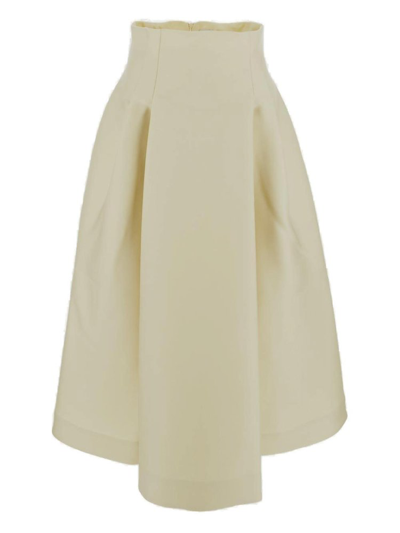 Shop Bottega Veneta Compact Wide Midi Skirt In Yellow