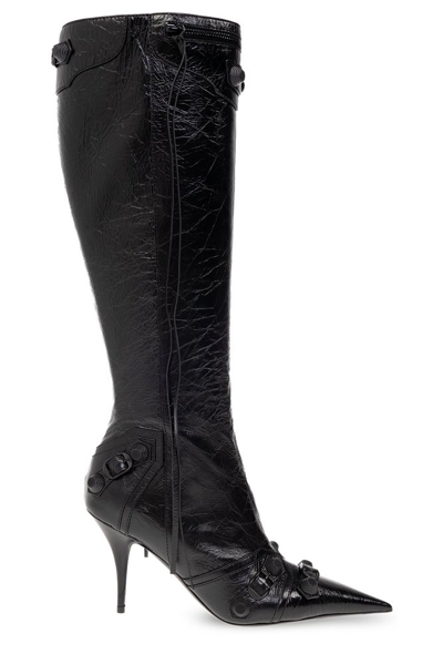 Shop Balenciaga Cagole Heeled Boots In Black