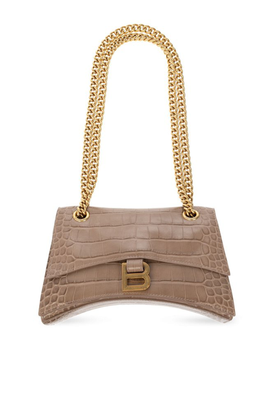 Shop Balenciaga Crush Small Shoulder Bag In Brown