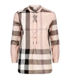 BURBERRY House Check Half-Buttoned Smock Top