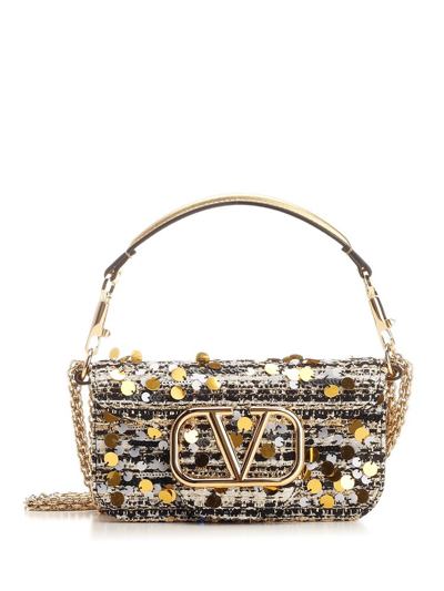 Shop Valentino Locò Sequin Embellished Mini Shoulder Bag In Gold