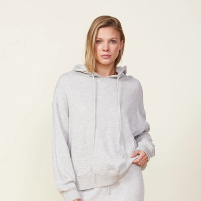 Monrow Fleece Slouchy Pullover Hoody In Heather Grey