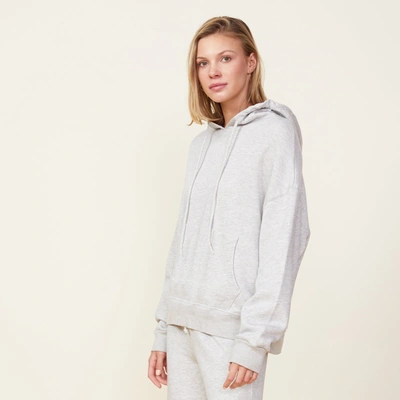 Monrow Fleece Slouchy Pullover Hoody In Heather Grey