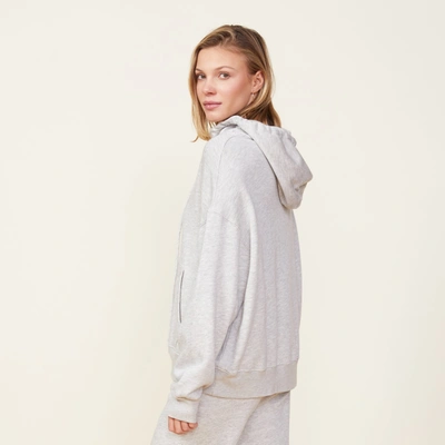 Monrow Fleece Slouchy Pullover Hoody In Heather Grey