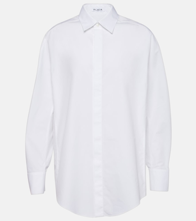 Shop Alaïa Oversized Cotton Shirt In White