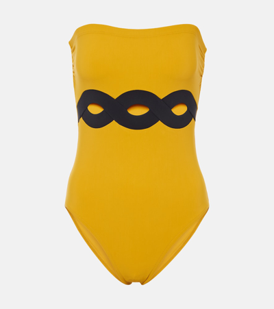 Shop Karla Colletto Octavia Cutout Swimsuit In Yellow