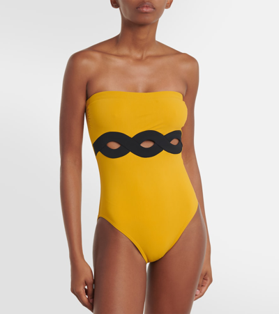 Shop Karla Colletto Octavia Cutout Swimsuit In Yellow