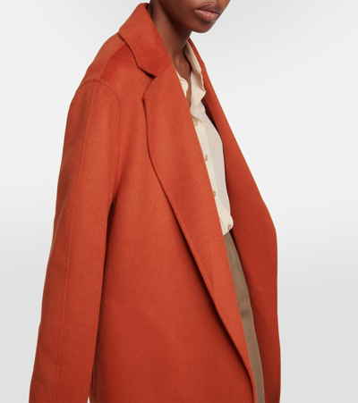 Shop Joseph Cenda Wool And Cashmere Wrap Coat In Orange