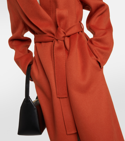 Shop Joseph Cenda Wool And Cashmere Wrap Coat In Orange