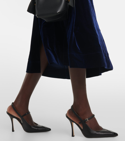 Ganni Midikleid Aus Samt In Blue