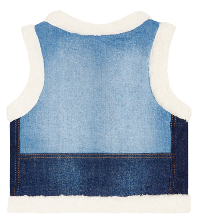 Shop Chloé Kids .denim And Fleece Vest In Blue