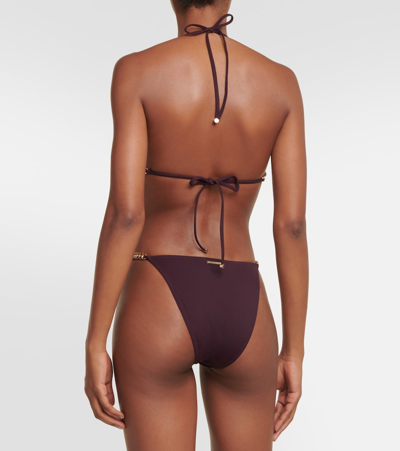 Shop Stella Mccartney Chain-trimmed Halter-neck Bikini In Purple