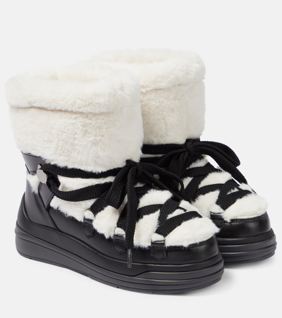 Shop Moncler Insolux Faux Fur And Suede Snow Boots In Grey