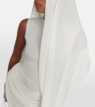 Shop Alaïa Asymmetric Draped Jersey Minidress In White