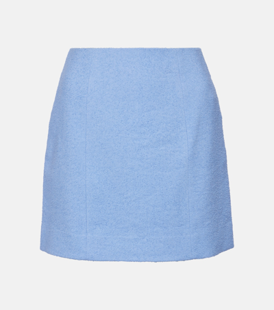 Shop Patou Cotton And Linen-blend Miniskirt In Blue